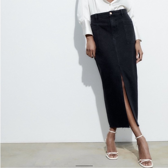 Zara Skirts Zara Denim Midi Skirt Poshmark